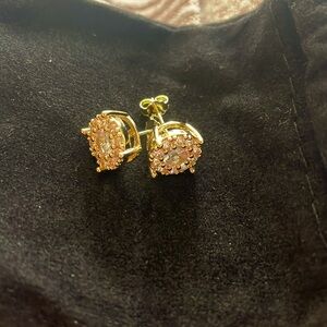 14K Gold 2ct Diamond Round Stud Womens Earrings Authentic 14K 925 Silver Jewelry
